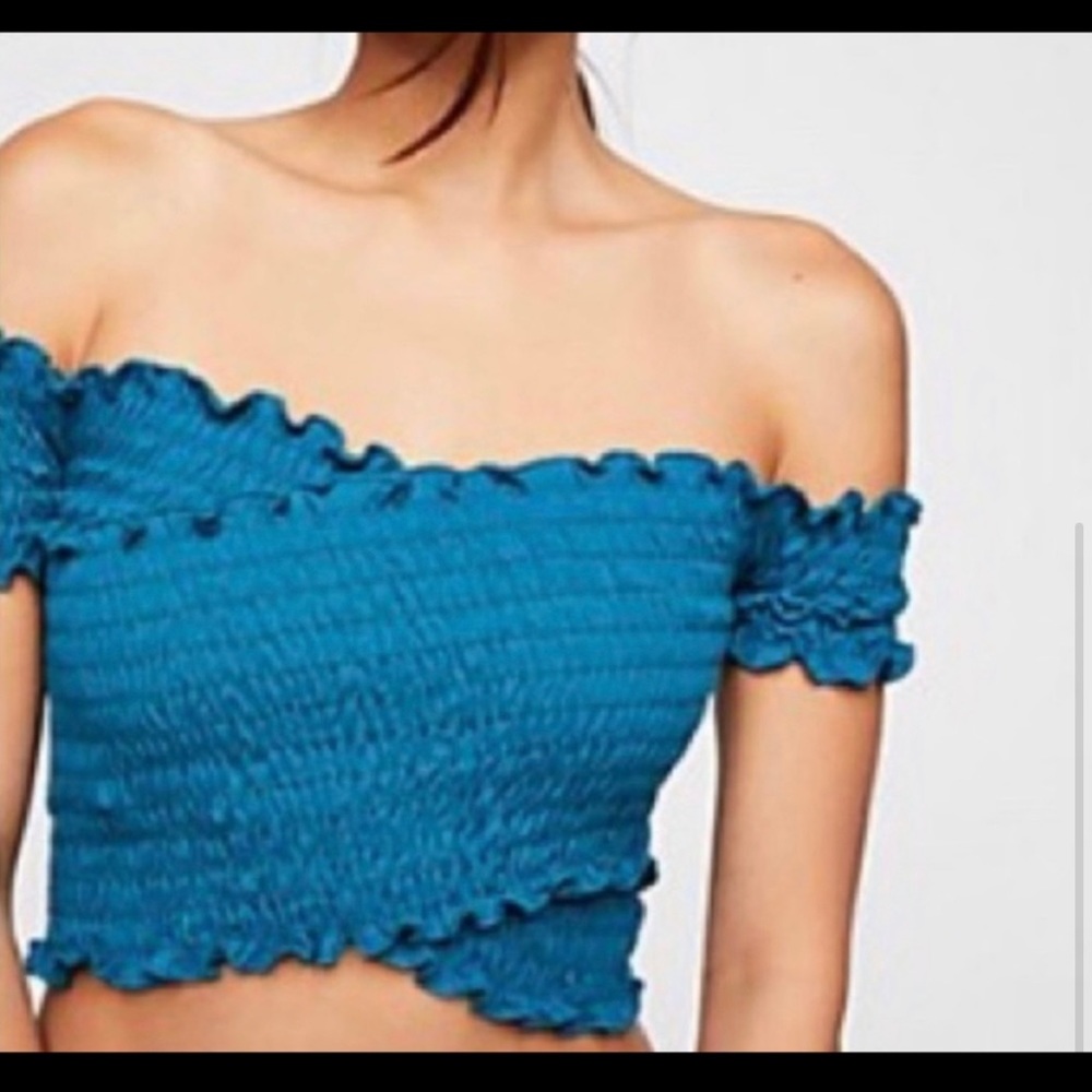 Women’s Intimately Free People Off the Shoulder Crop Top Blue - Size XS